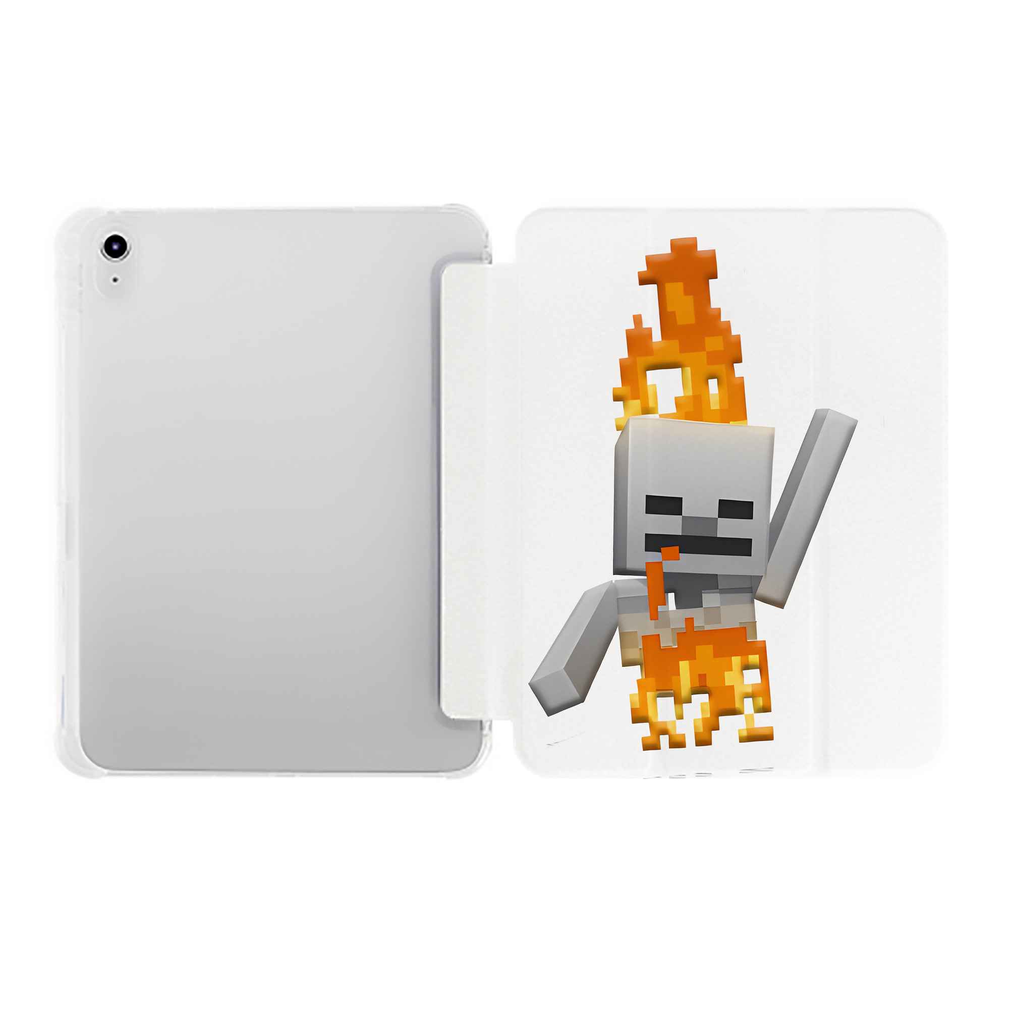 （画像用） マインクラフト ブロックの世界 Minecraft MC Block world IPad ケース ペン収納付き 三つ折りスタンド PUレザー×シリコン 対応機種9.5/10.5/10.9インチ